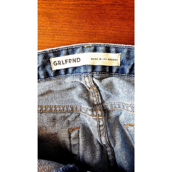 GRLFRND JEANS  The Karolina High Rise Distressed Straight Crop Denim Jeans Sz 28 - Picture 8 of 11